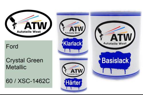 Ford, Crystal Green Metallic, 60 / XSC-1462C: 1L Lackdose + 1L Klarlack + 500ml Härter - Set, von ATW Autoteile West.